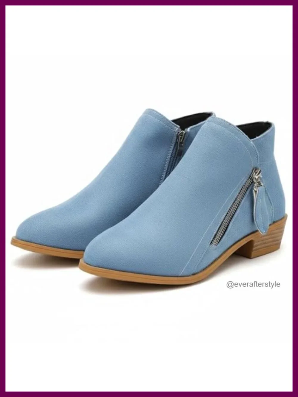 Faux Suede Chunky Heel Ankle Boots with Side Zipper Pointed Toe Retro Low Block
